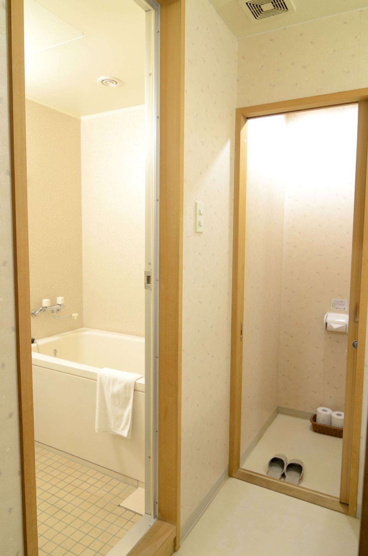 Bathroom | Hair dryer, slippers, electronic bidet, towels