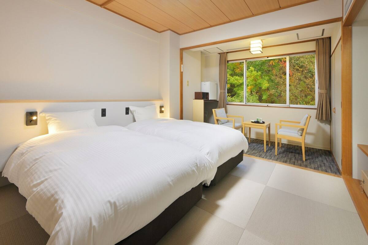 Japanese modern Twin room 8 Tatami mats, Non-Smoking | In-room safe, WiFi (free), bed sheets