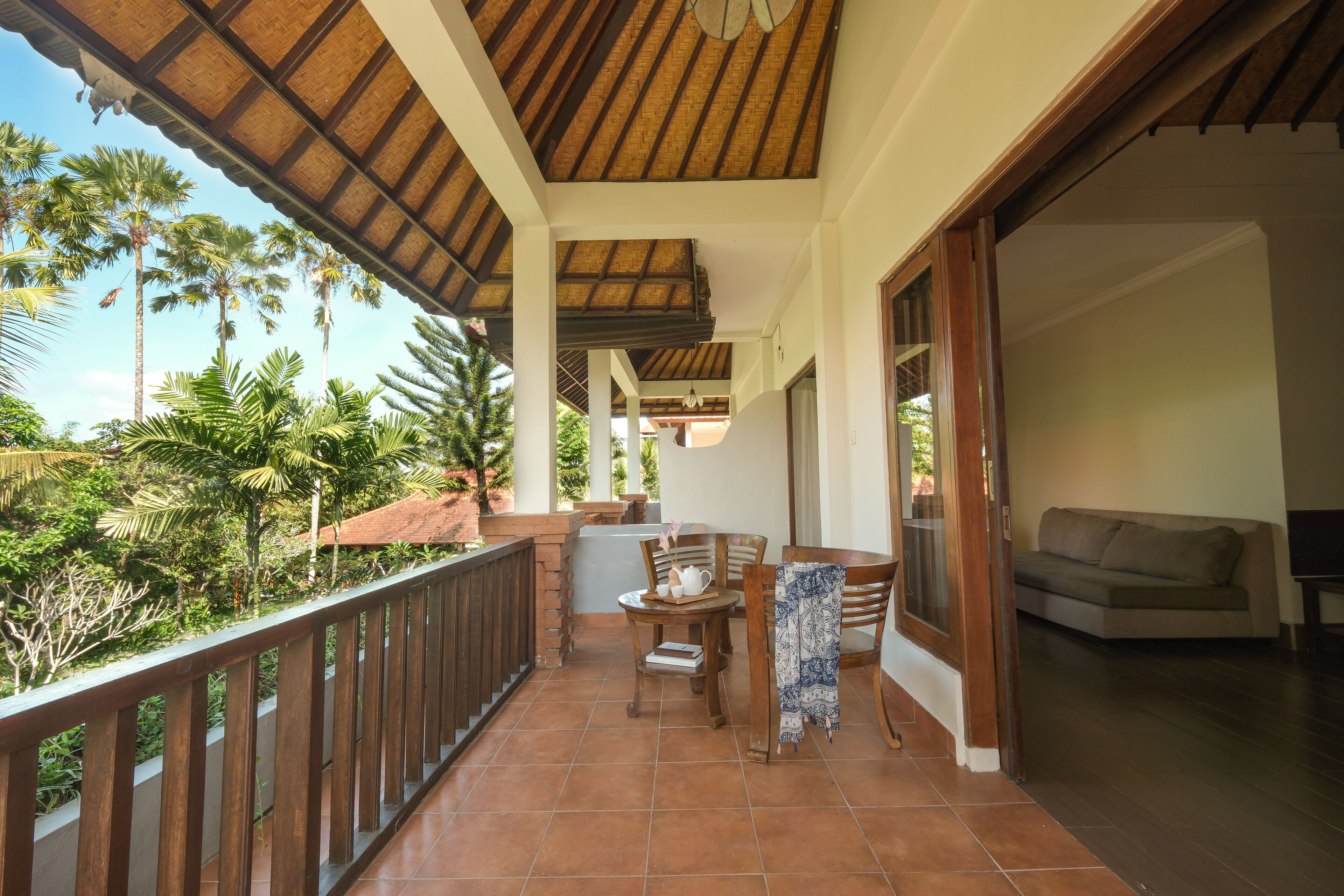 deluxe double or twin room, garden view | terrace/patio