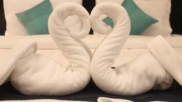 Caja fuerte, escritorio, wifi gratis y ropa de cama