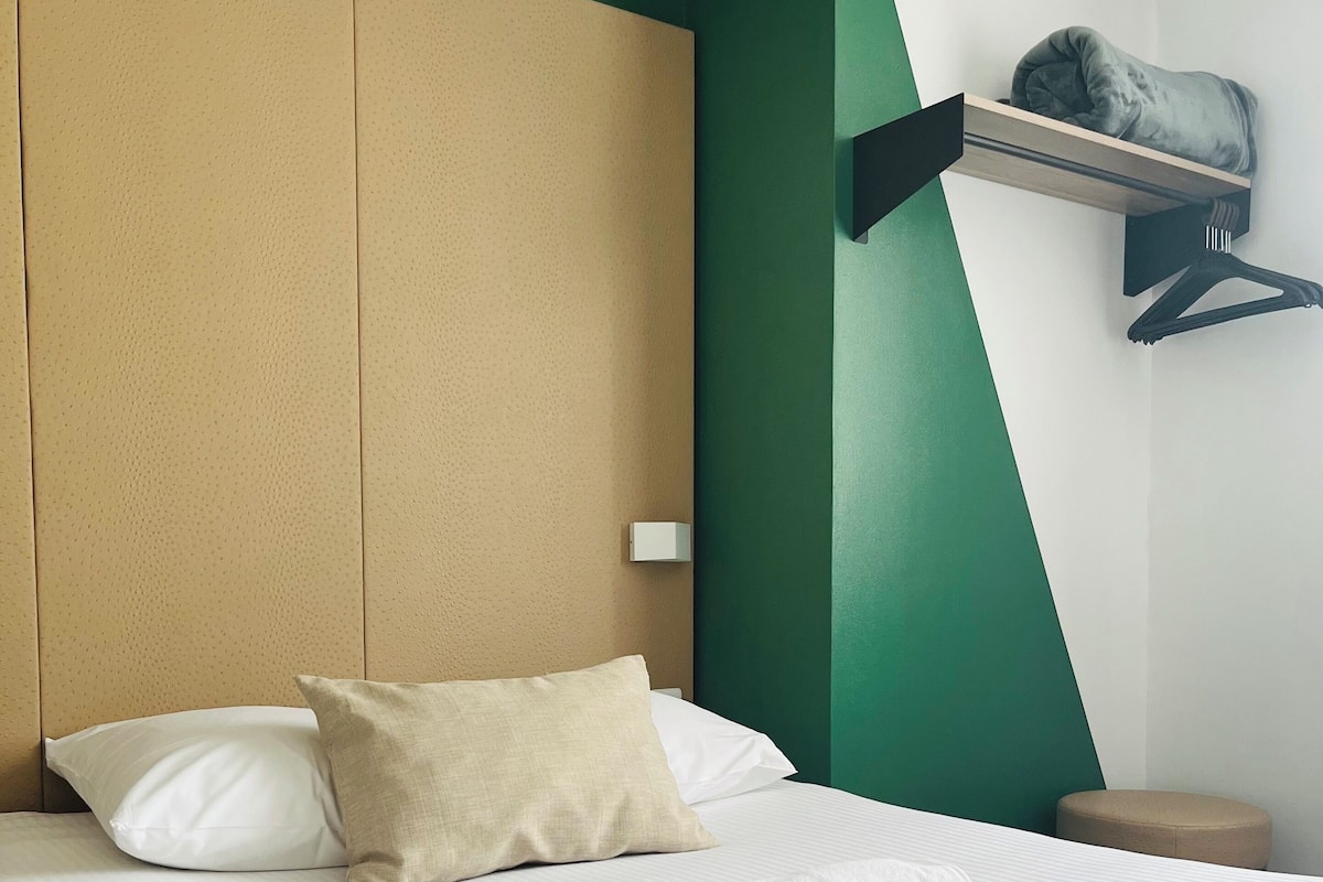 Small Double Room | Desk, laptop workspace, soundproofing, iron/ironing board
