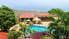 Outdoor pool, sun loungers