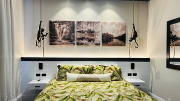 Hypo-allergenic bedding, down comforters, in-room safe