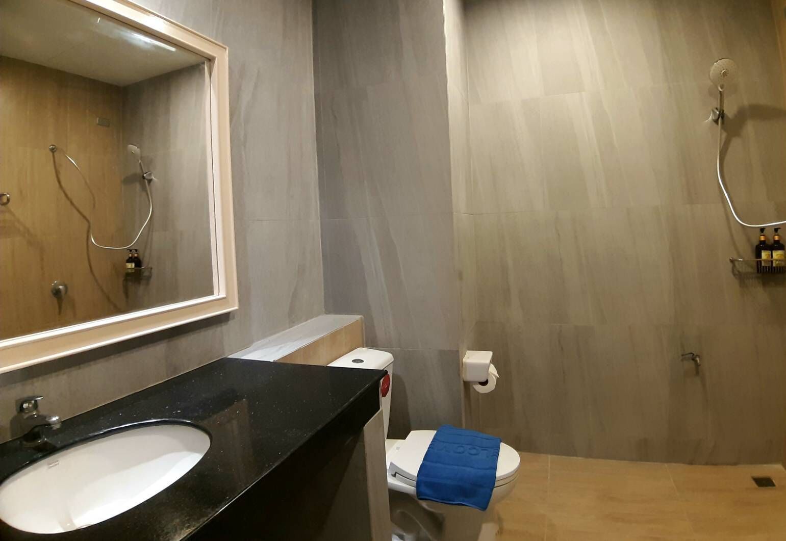 free toiletries, hair dryer, towels