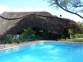 Outdoor pool, sun loungers