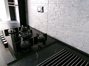 Family Condo, Non Smoking, City View | Private kitchen | Cookware/dishes/utensils