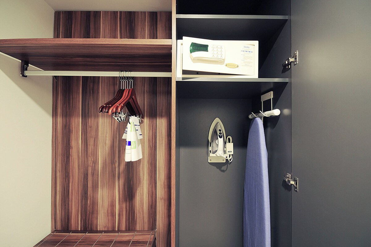 In-room safe, desk, laptop workspace, blackout drapes
