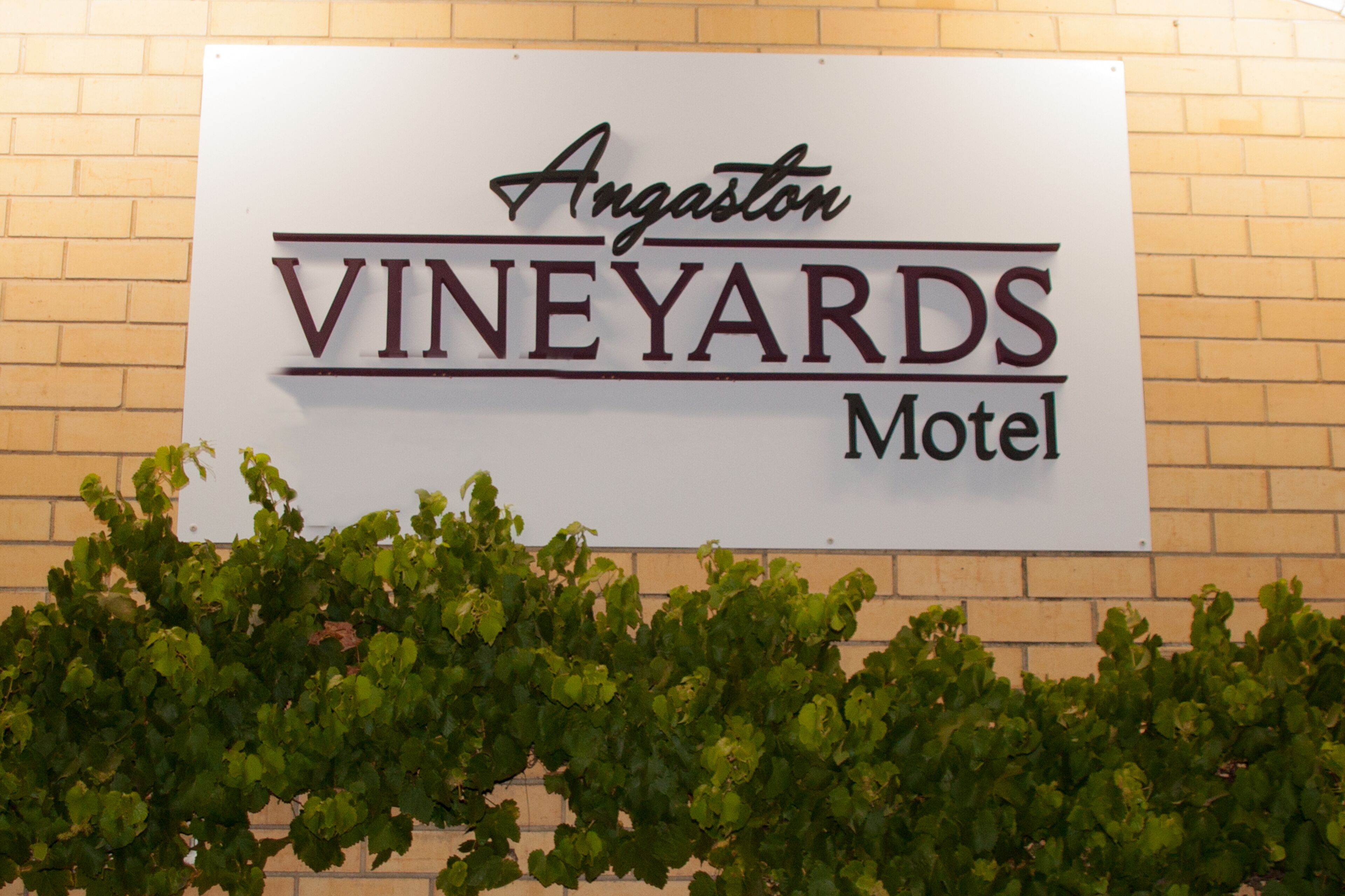 Een bordje voor Angaston Vineyards Motel.