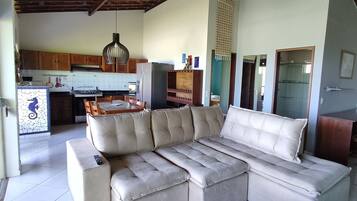 Apartment | Living area | 72-inch LED TV with digital channels, TV, DVD player