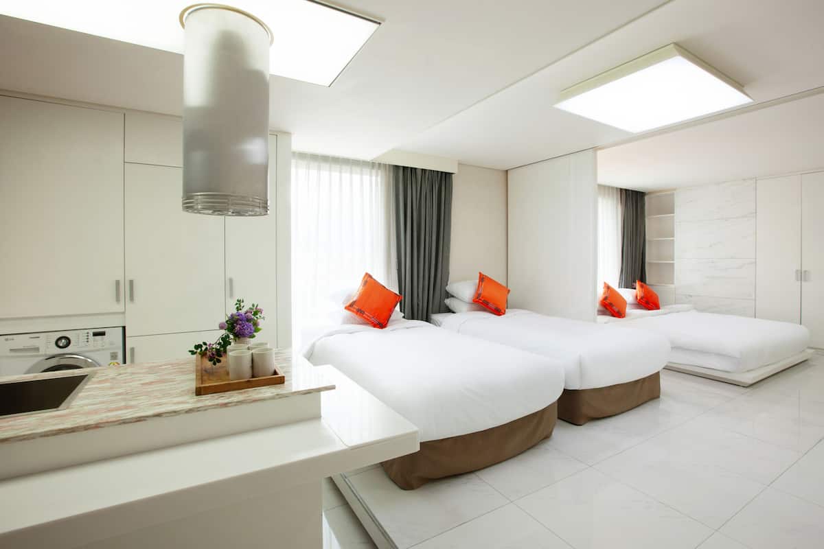 Europe Family Triple | 1 bedroom, premium bedding, individually furnished, desk