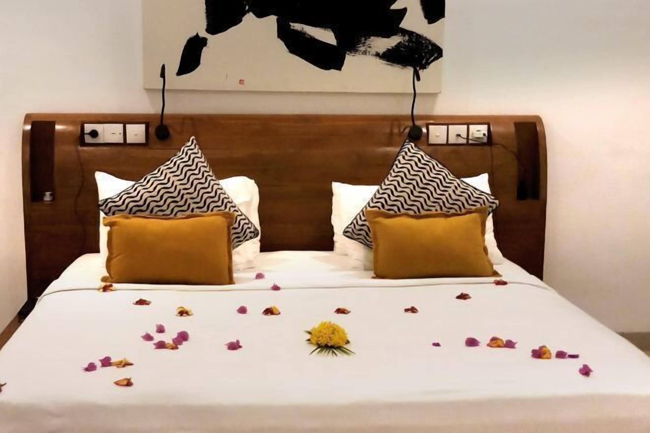 Sengetøy i egyptisk bomull, sengetøy av topp kvalitet og minibar