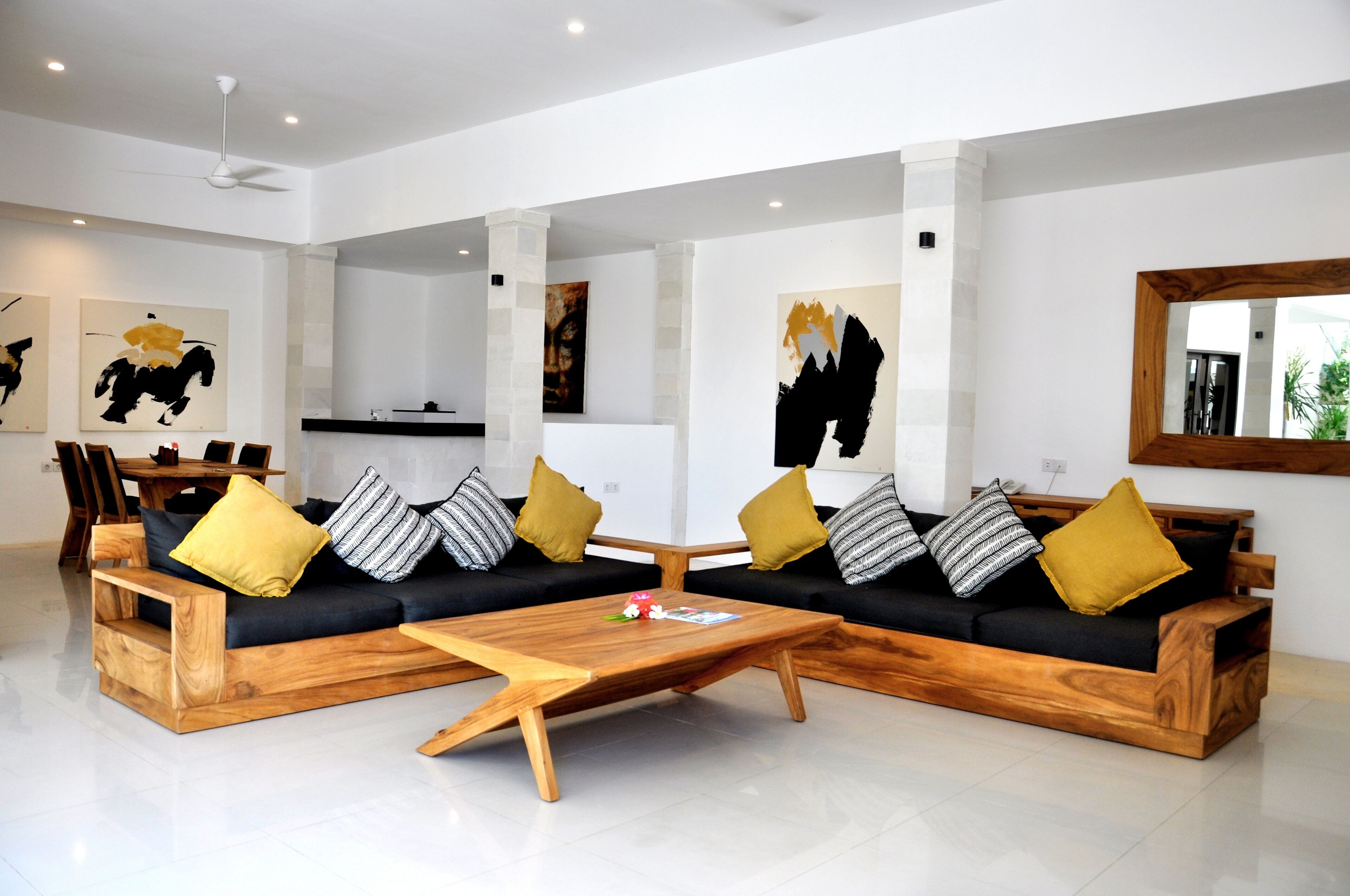 villa, 2 bedrooms, private pool | living area | 50-inch lcd tv with satellite channels