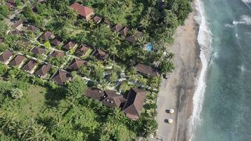 On the beach, scuba diving