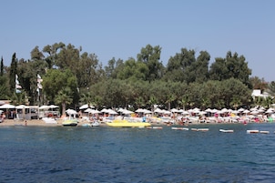 Private beach, sun loungers, beach umbrellas, beach bar