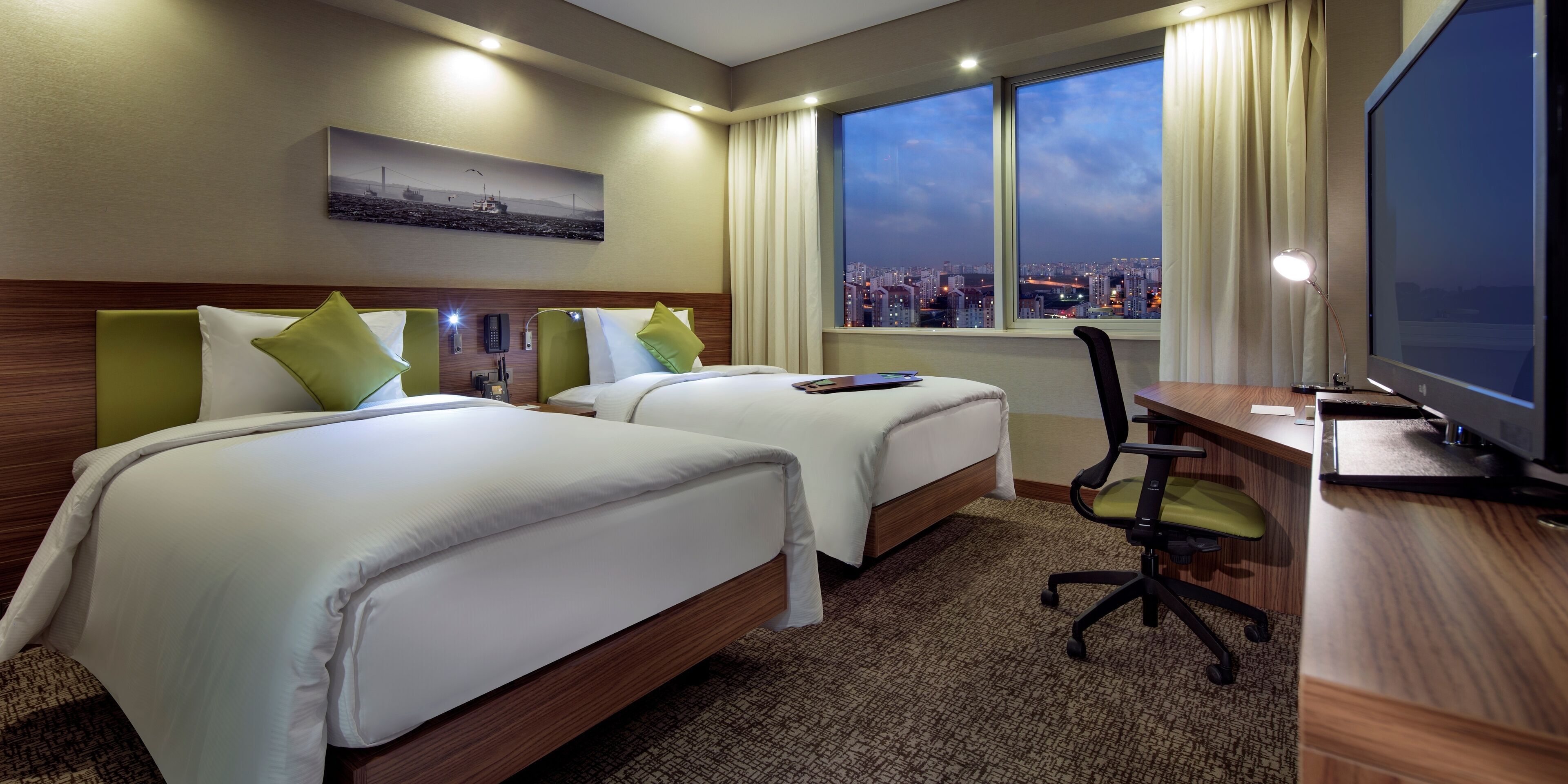 In-room safe, desk, laptop workspace, blackout drapes