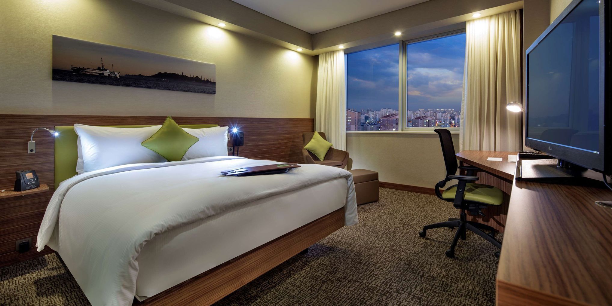 In-room safe, desk, laptop workspace, blackout drapes