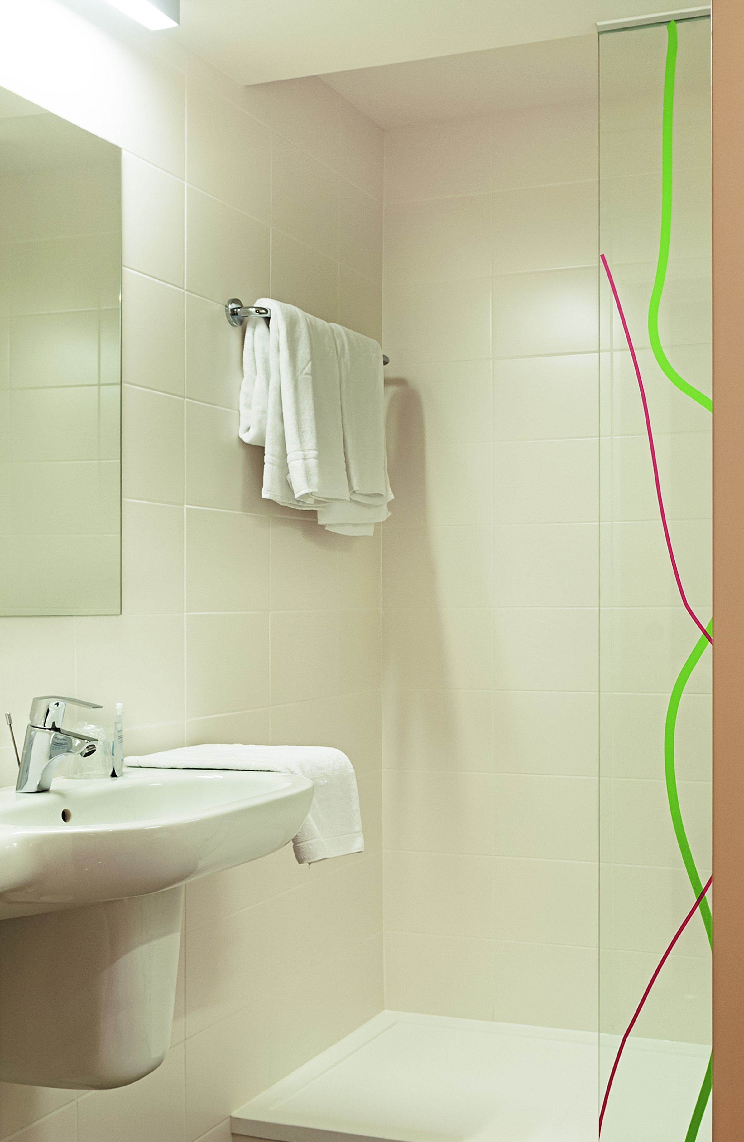 shower, eco-friendly toiletries, hair dryer, towels