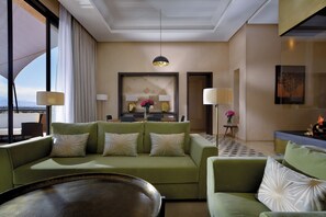 Presidential Suite, 1 King Bed | Living room | 50-inch LED TV with satellite channels, TV, ping pong - Fairmont Royal Palm Marrakech (Marrakech)