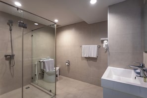 Douche à « effet pluie », articles de toilette de luxe, sÚche-cheveux