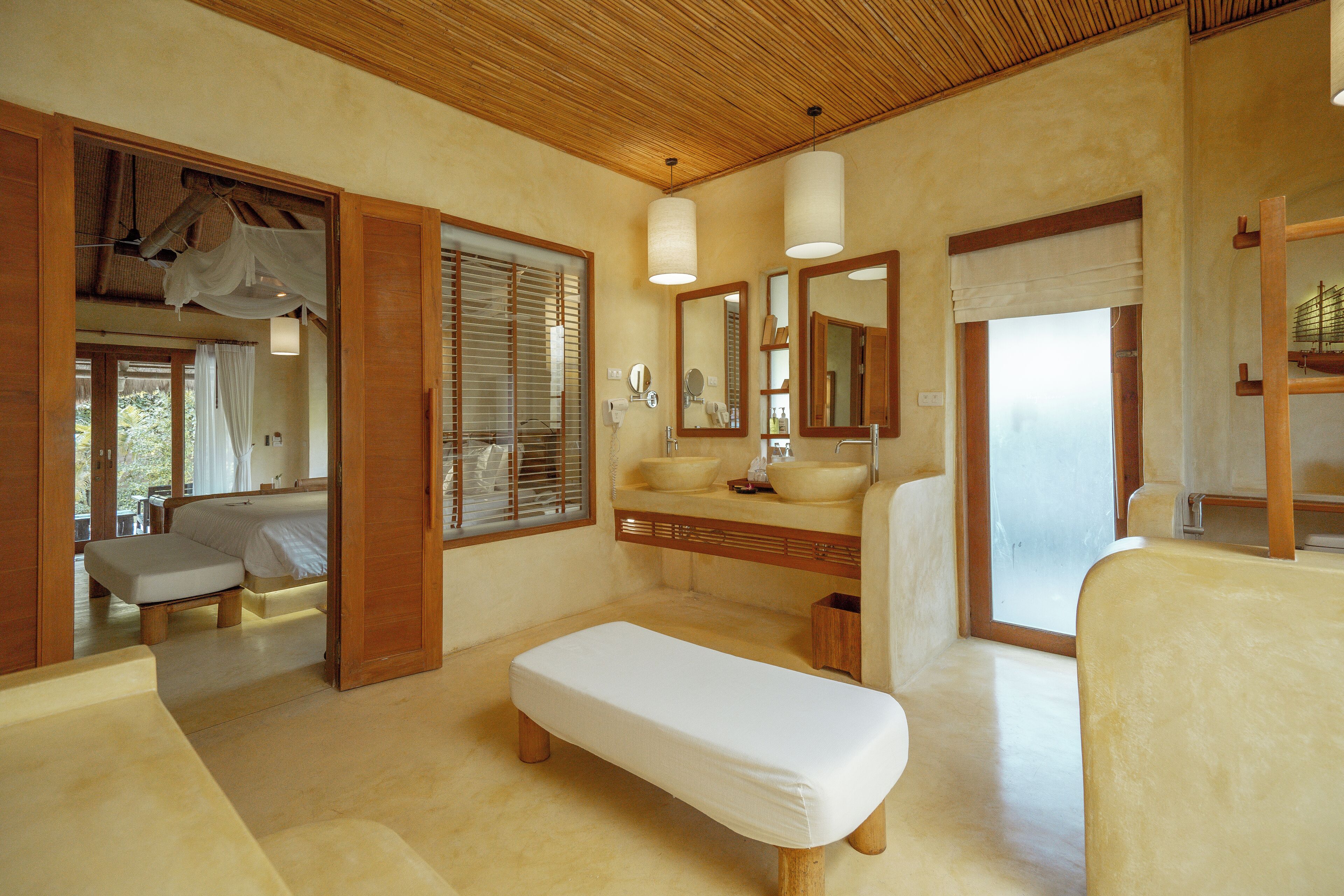 deluxe pool villa | bathroom | separate bathtub and shower, deep-soaking bathtub, rainfall showerhead