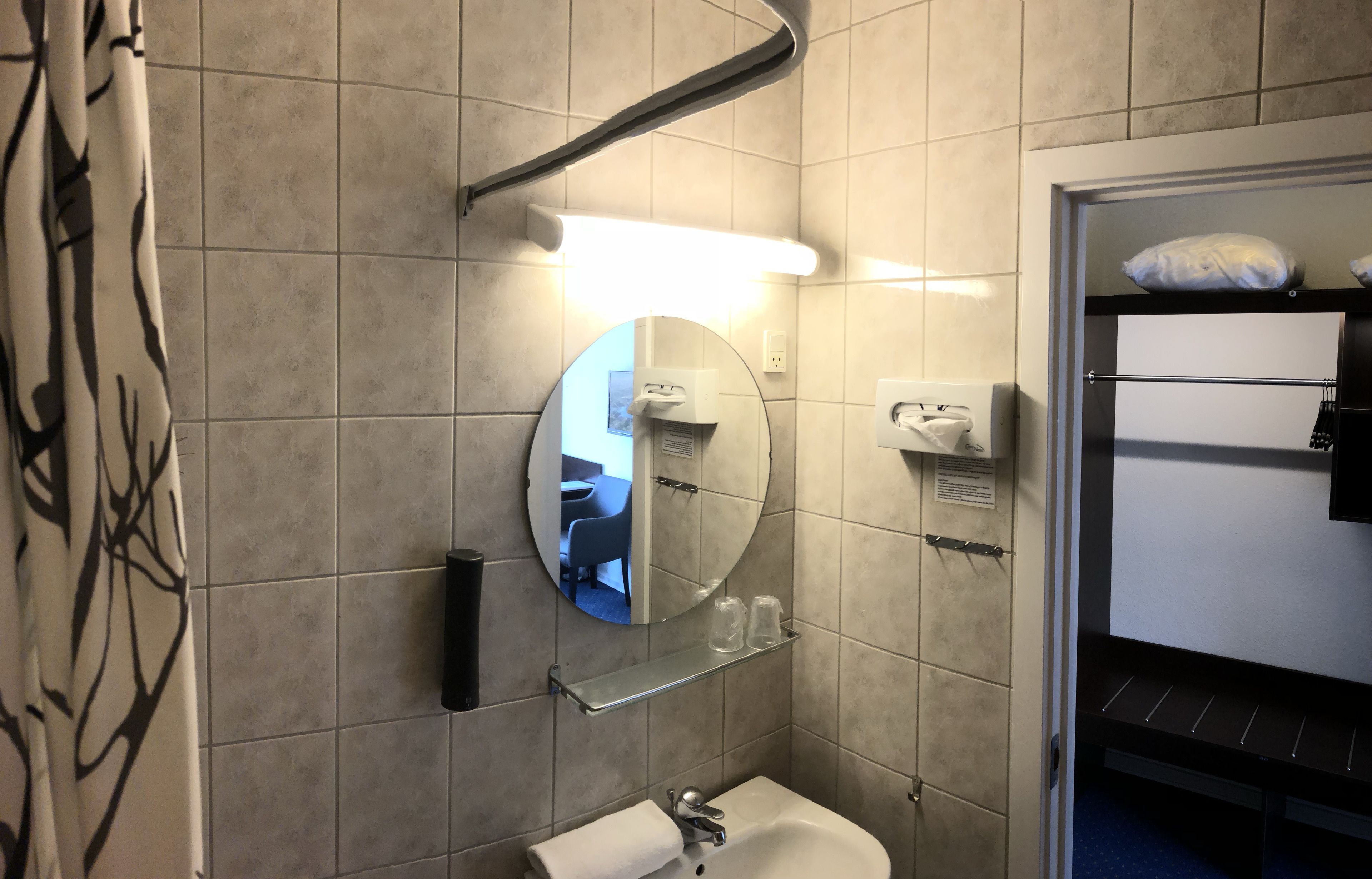 shower, eco-friendly toiletries, hair dryer, towels