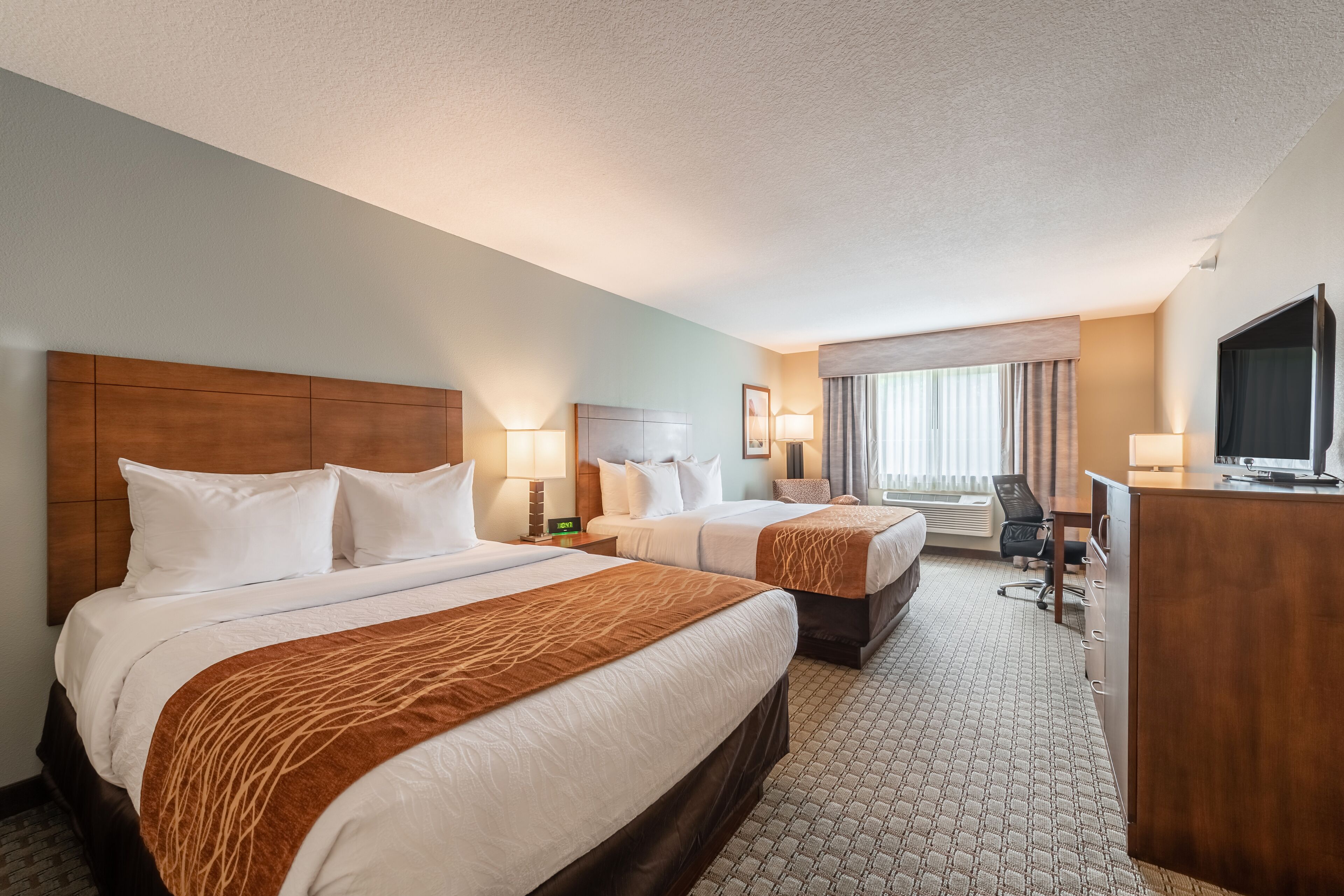 room, 2 queen beds, non smoking | desk, blackout curtains, soundproofing, iron/ironing board