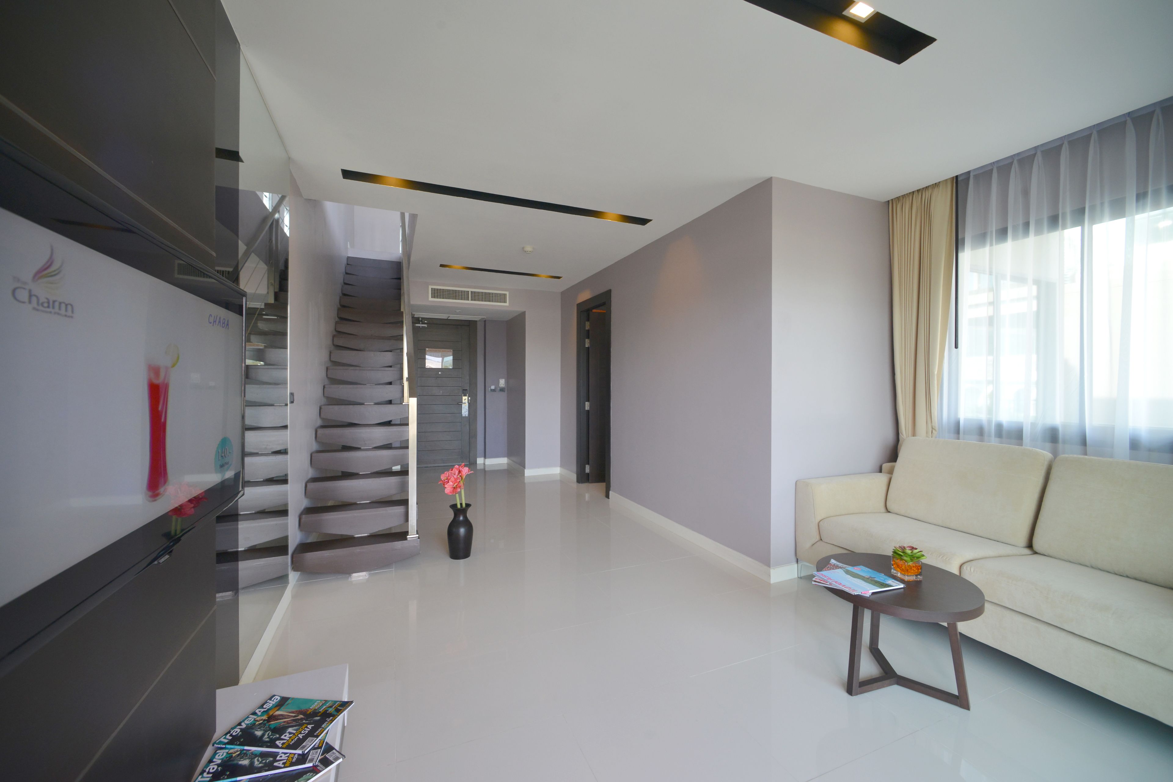 the charm suite | living area | lcd tv