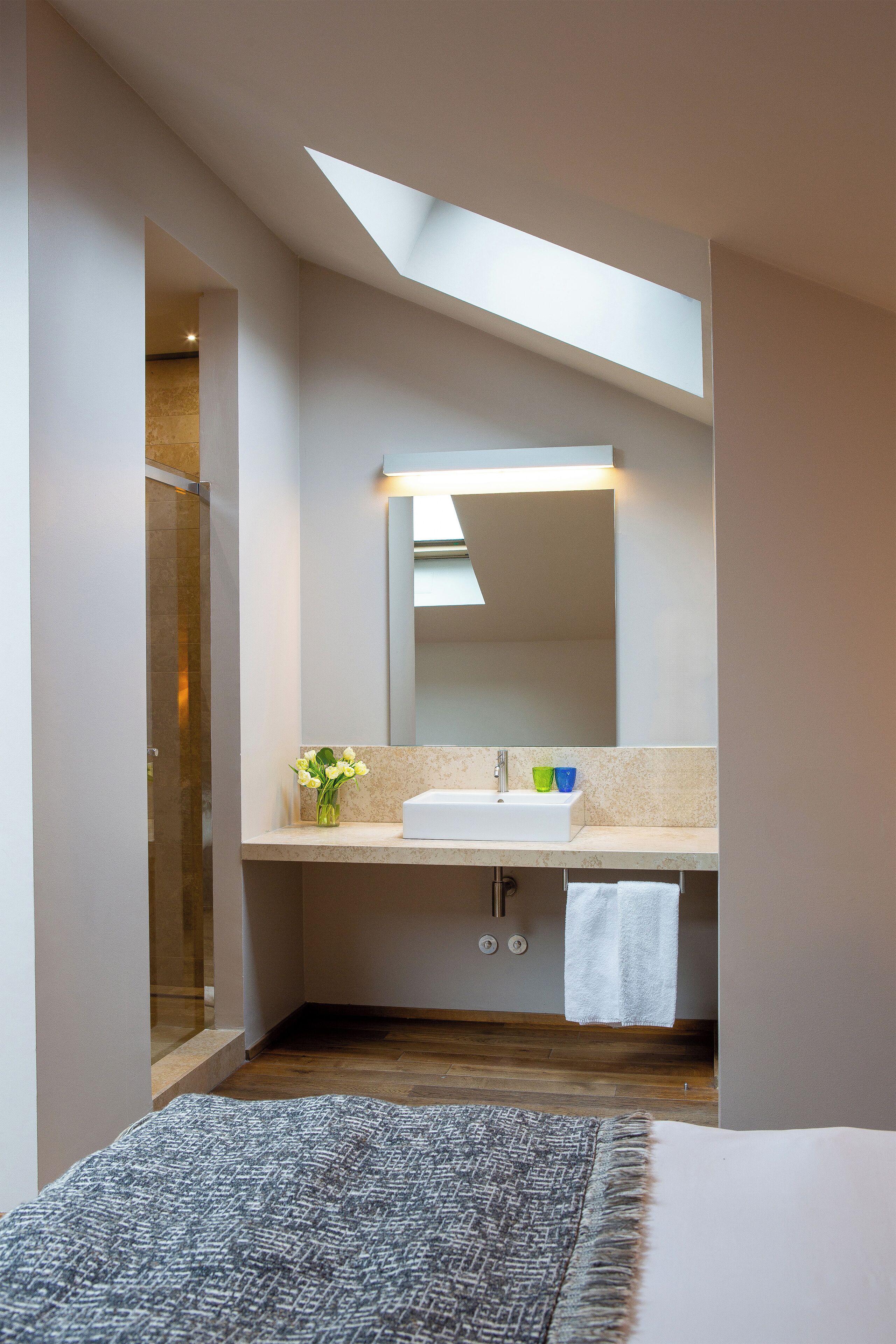 junior suite | bathroom | shower, rainfall showerhead, designer toiletries, bidet