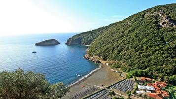 Private beach, sun-loungers, beach umbrellas, windsurfing