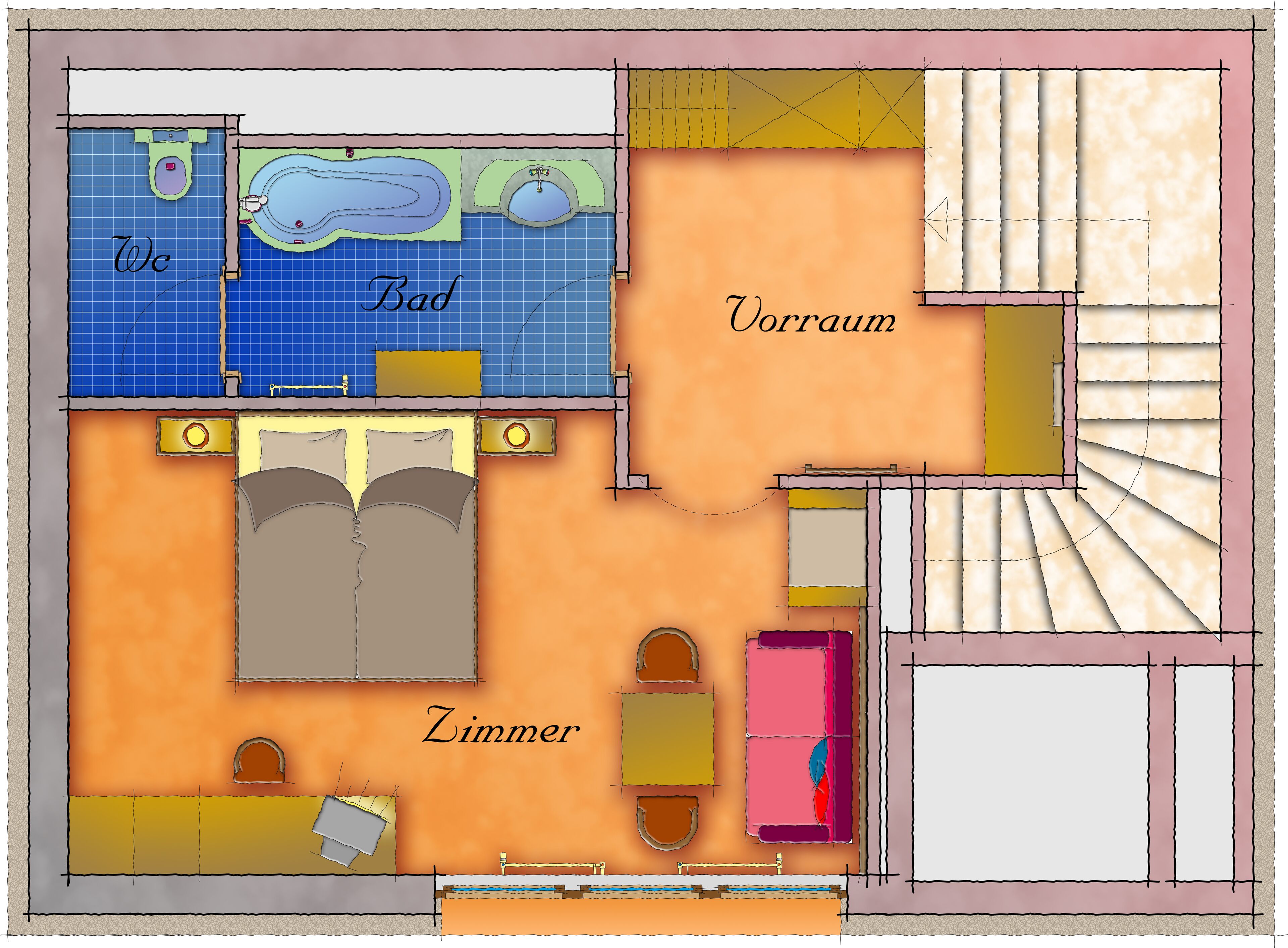 double room, mountain view (tower) | floor plan