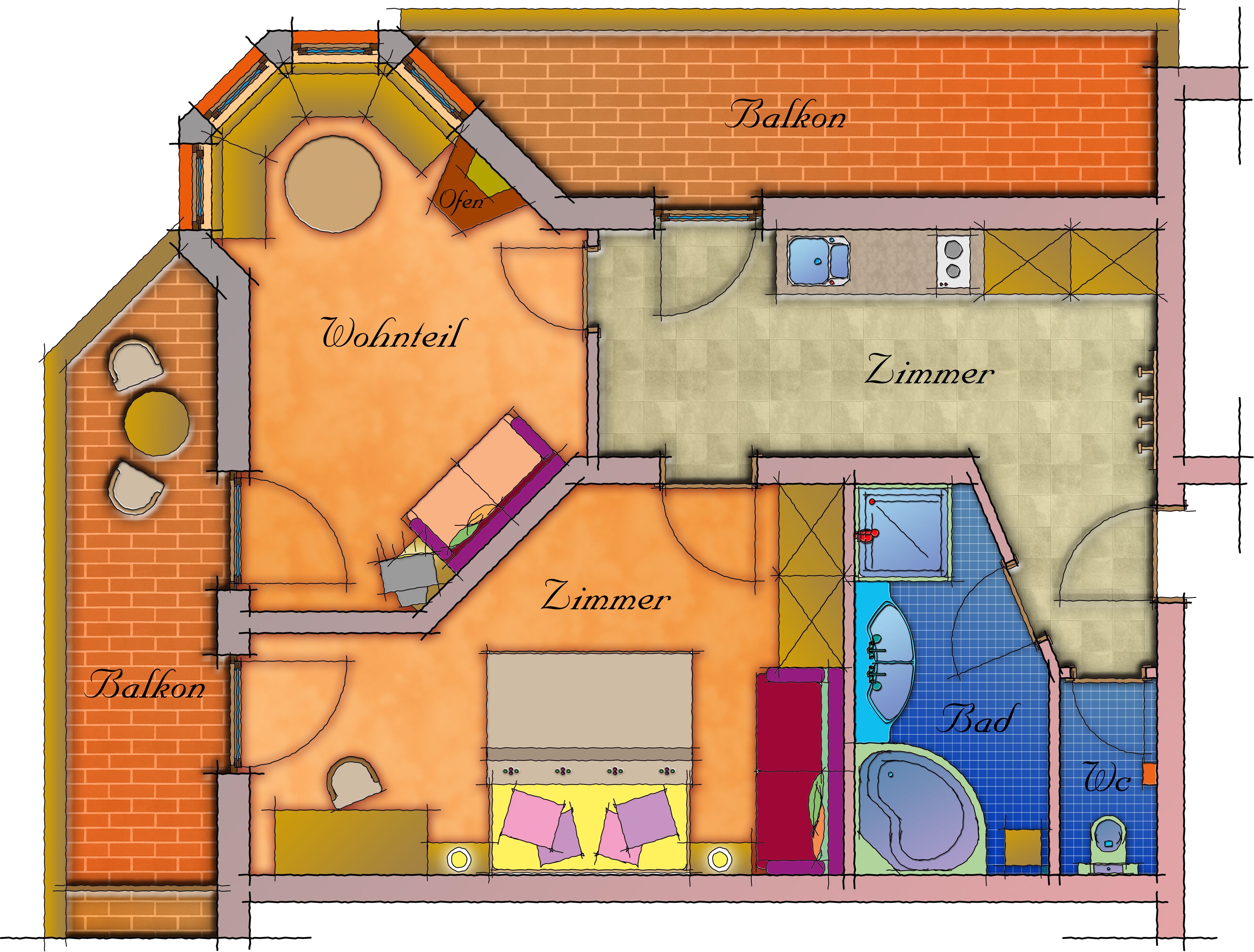 suite, balcony, mountain view (rose) | floor plan