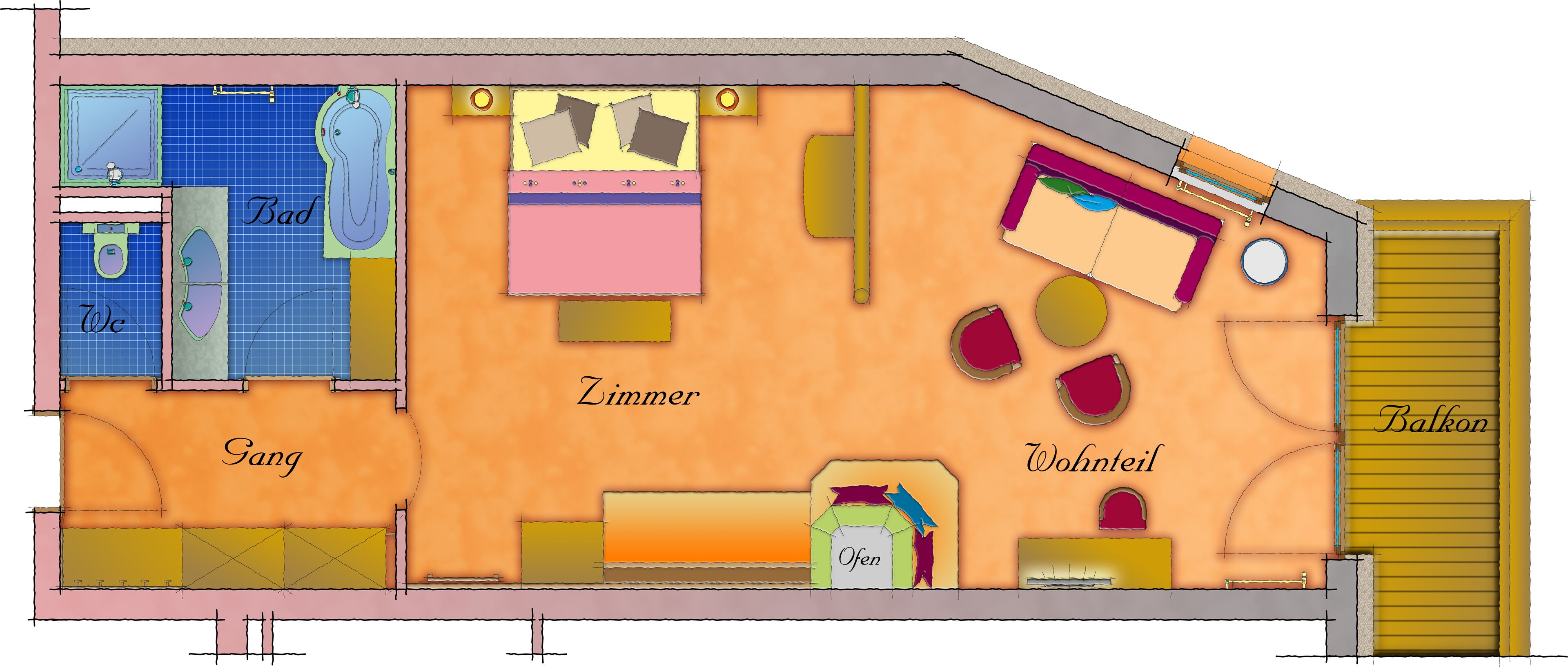 junior suite, balcony, mountain view | floor plan