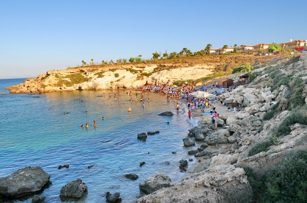 Private beach nearby, white sand