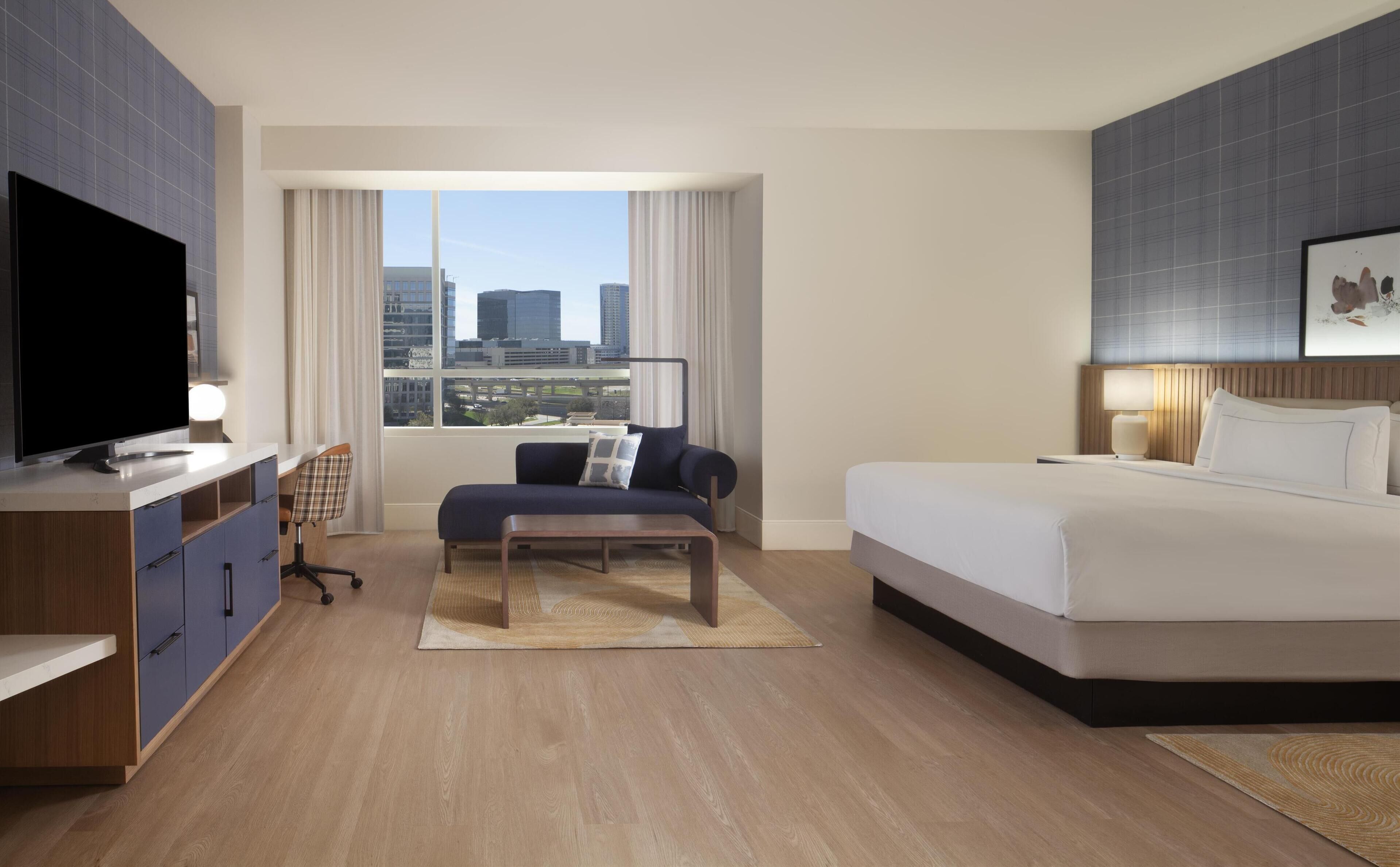 room, 1 king bed, accessible, non smoking (roll-in shower) | living area | 47-inch flat-screen tv with satellite channels, tv, pay films