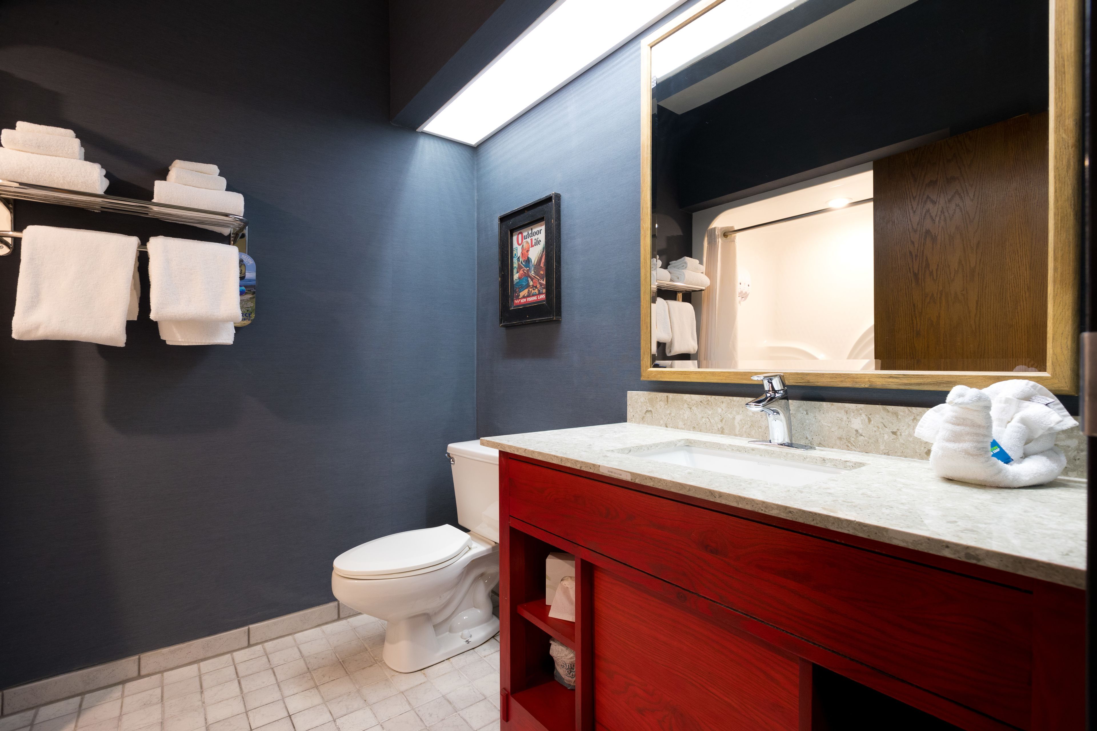 free toiletries, hair dryer, towels