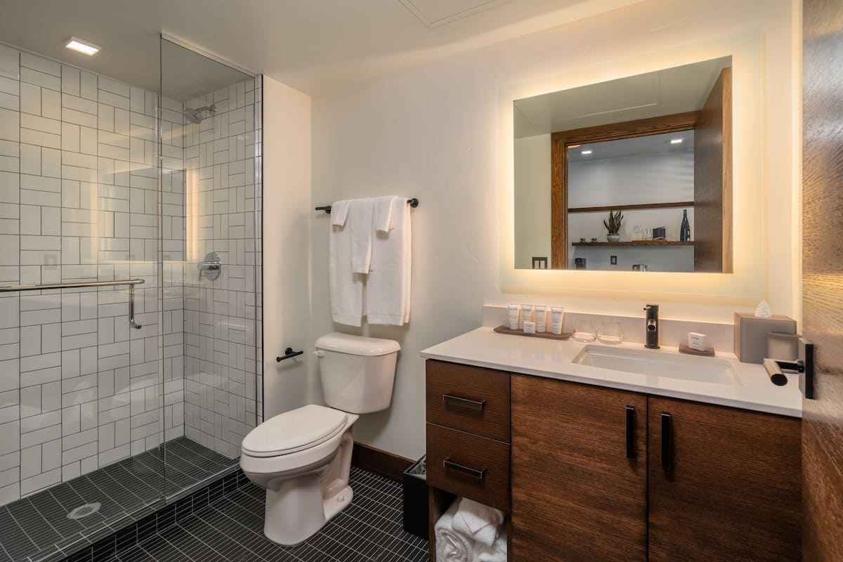 free toiletries, hair dryer, bathrobes, towels