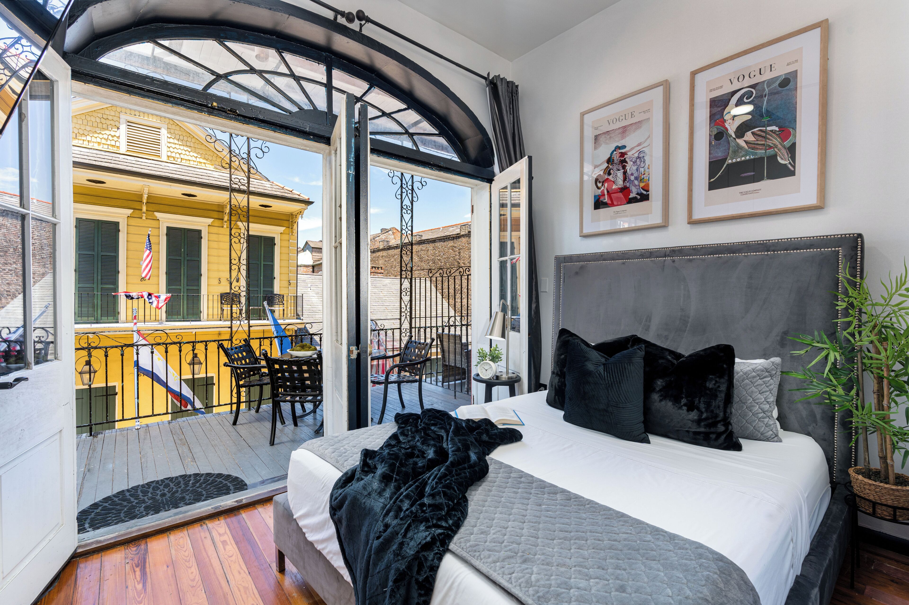 Lafayette #7 - Deluxe Studio Apartment with Balcony | Premium bedding, memory foam beds, laptop workspace, iron/ironing board