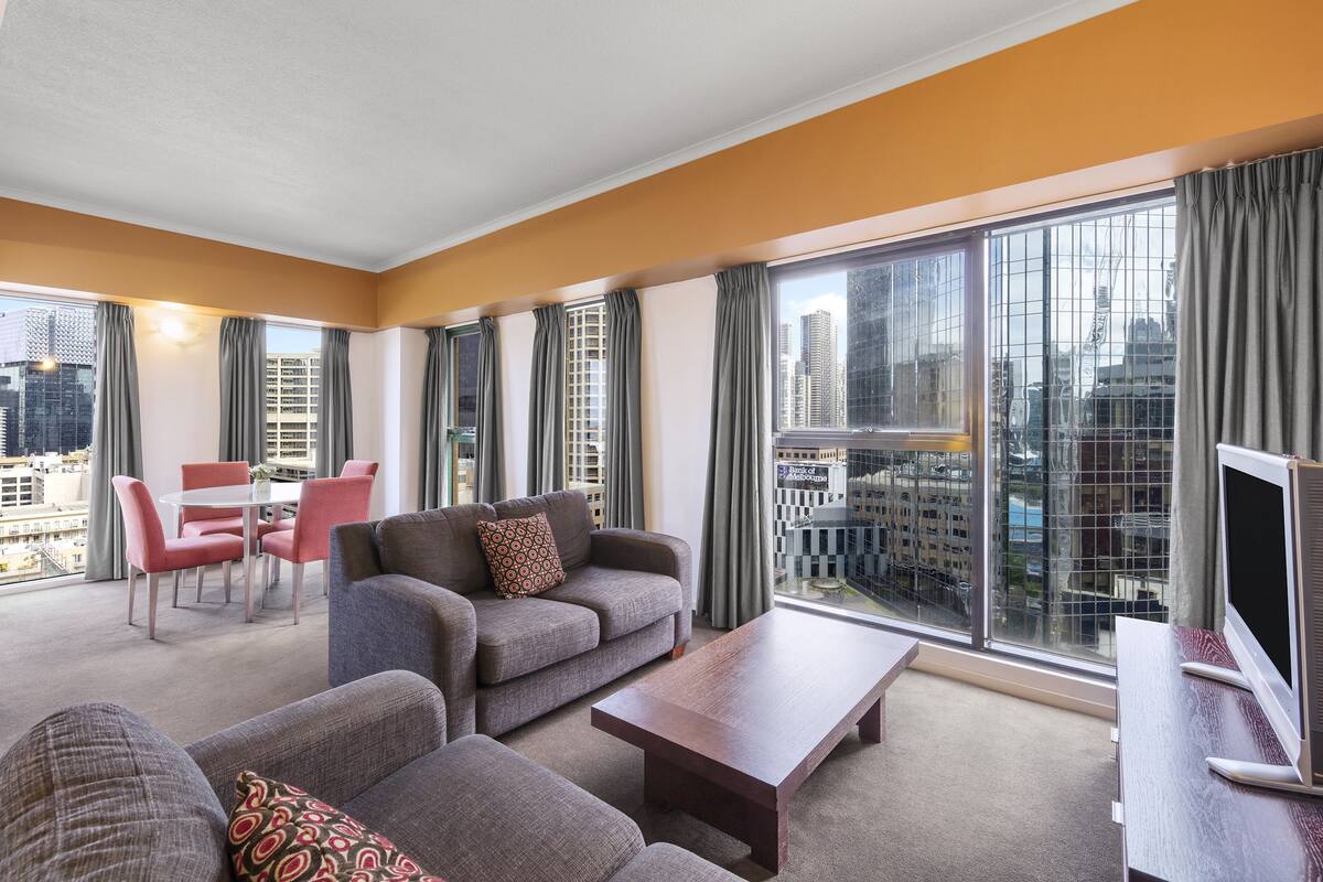 One Bedroom Deluxe Apartment - Riverside Tower  | Desk, blackout drapes, iron/ironing board, cribs (surcharge)