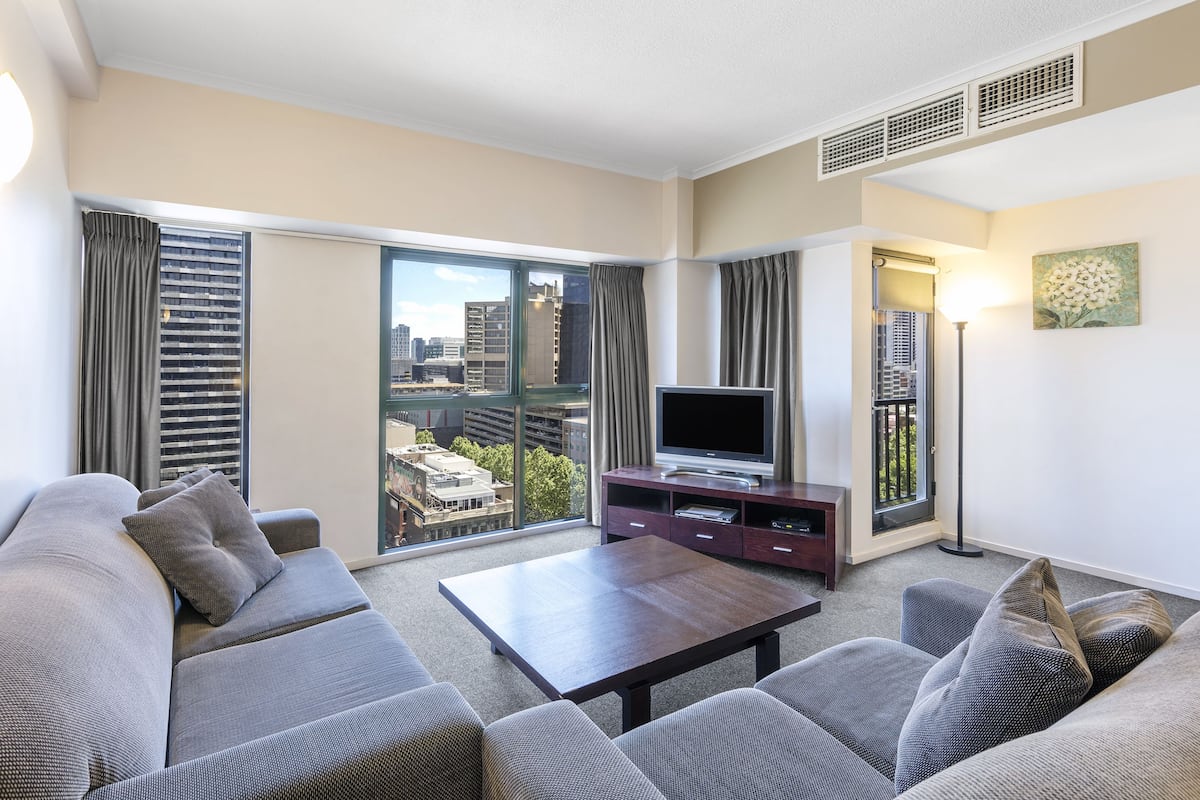 Two Bedroom Deluxe Apartment City View - Riverside Tower  | Desk, blackout drapes, iron/ironing board, cribs (surcharge)