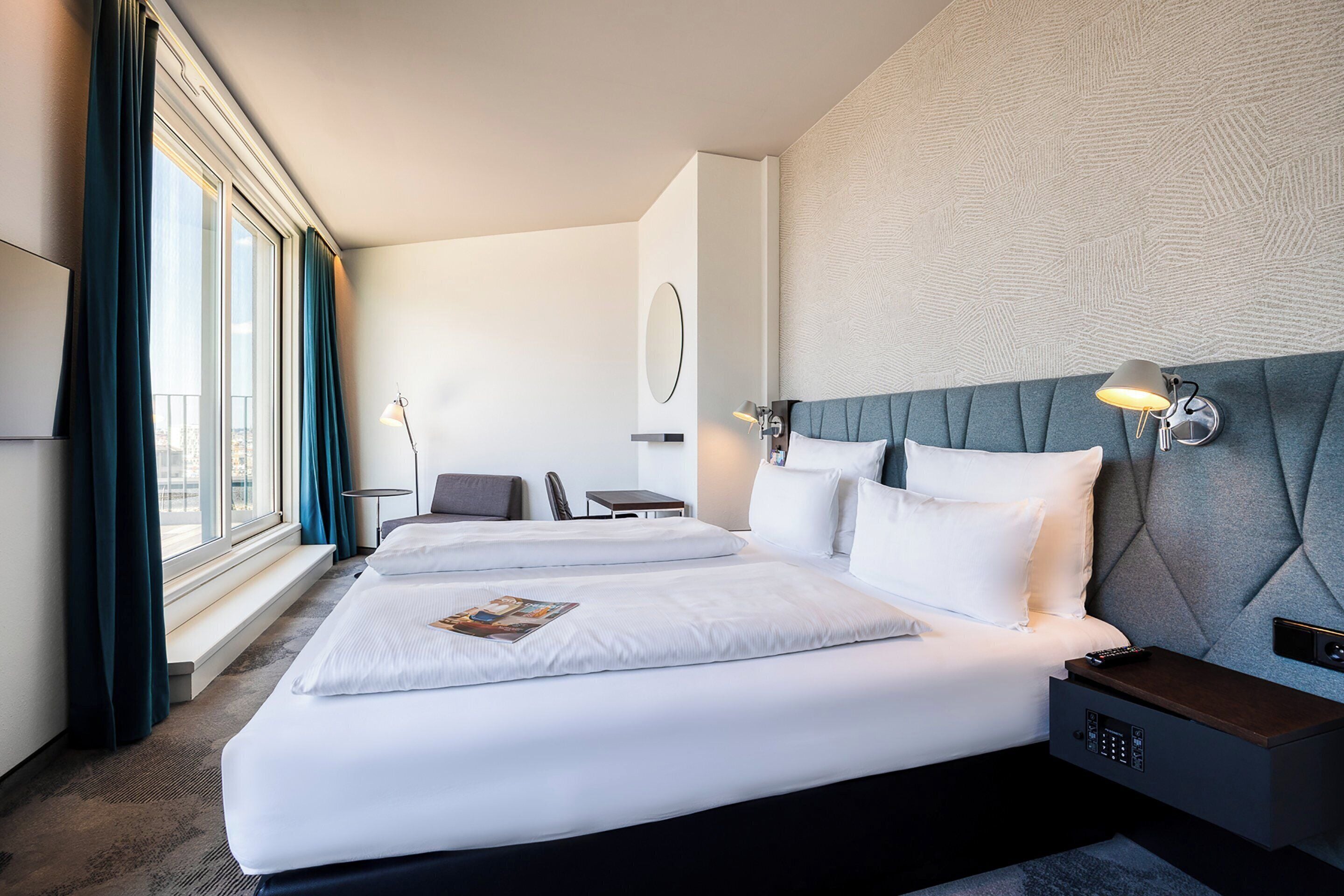 standard room, 1 queen bed, balcony | egyptian cotton sheets, desk, soundproofing, iron/ironing board