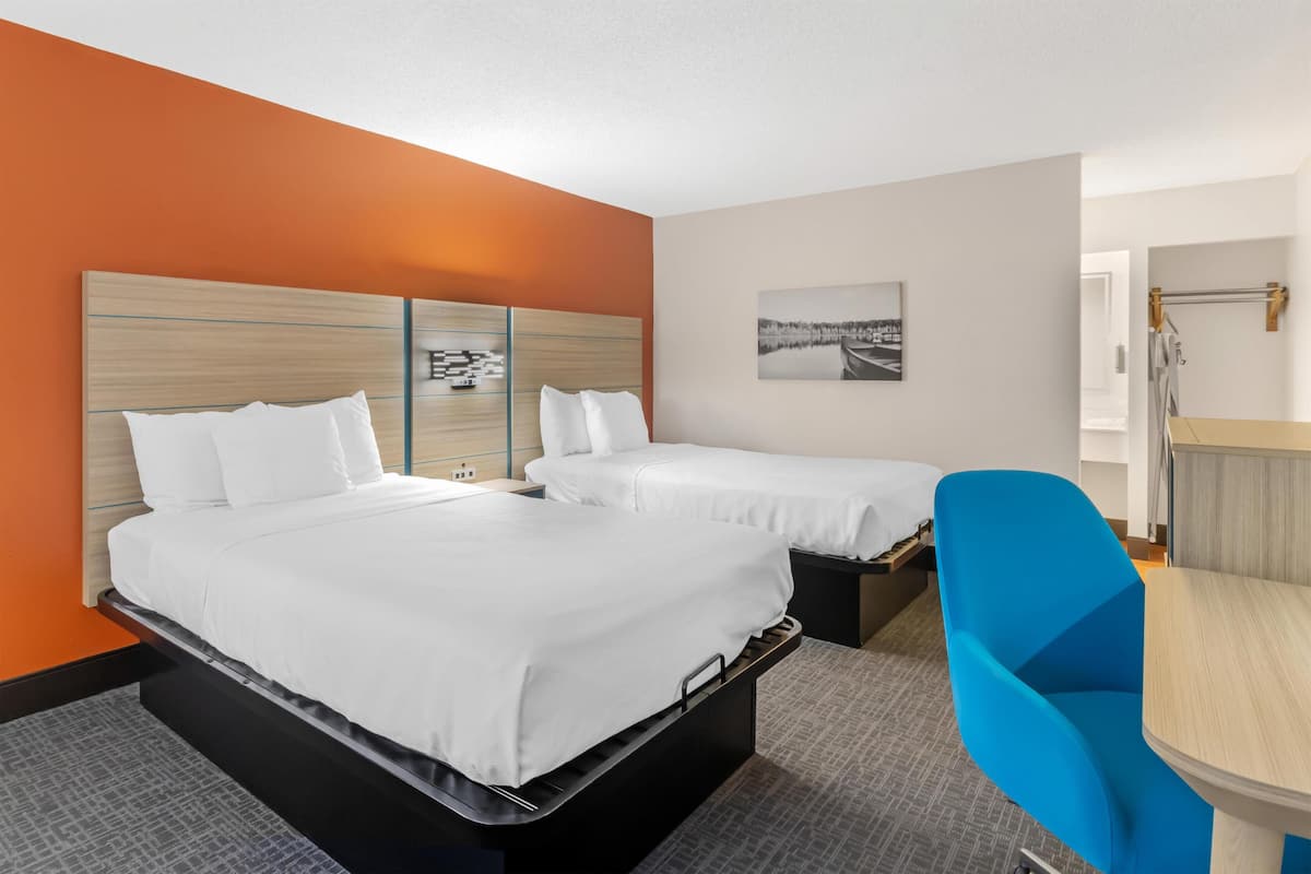 Standard Room, 2 Double Beds, Accessible, Refrigerator & Microwave | Desk, blackout curtains, iron/ironing board, free WiFi