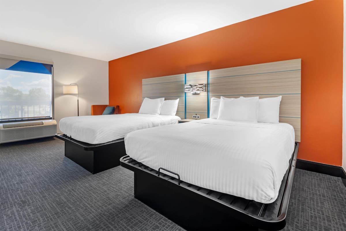 Standard Room, 2 Double Beds, Non Smoking, Refrigerator & Microwave | Desk, blackout curtains, iron/ironing board, free WiFi
