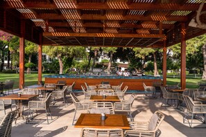 5 bars, un bar al costat de la piscina i un bar a la platja