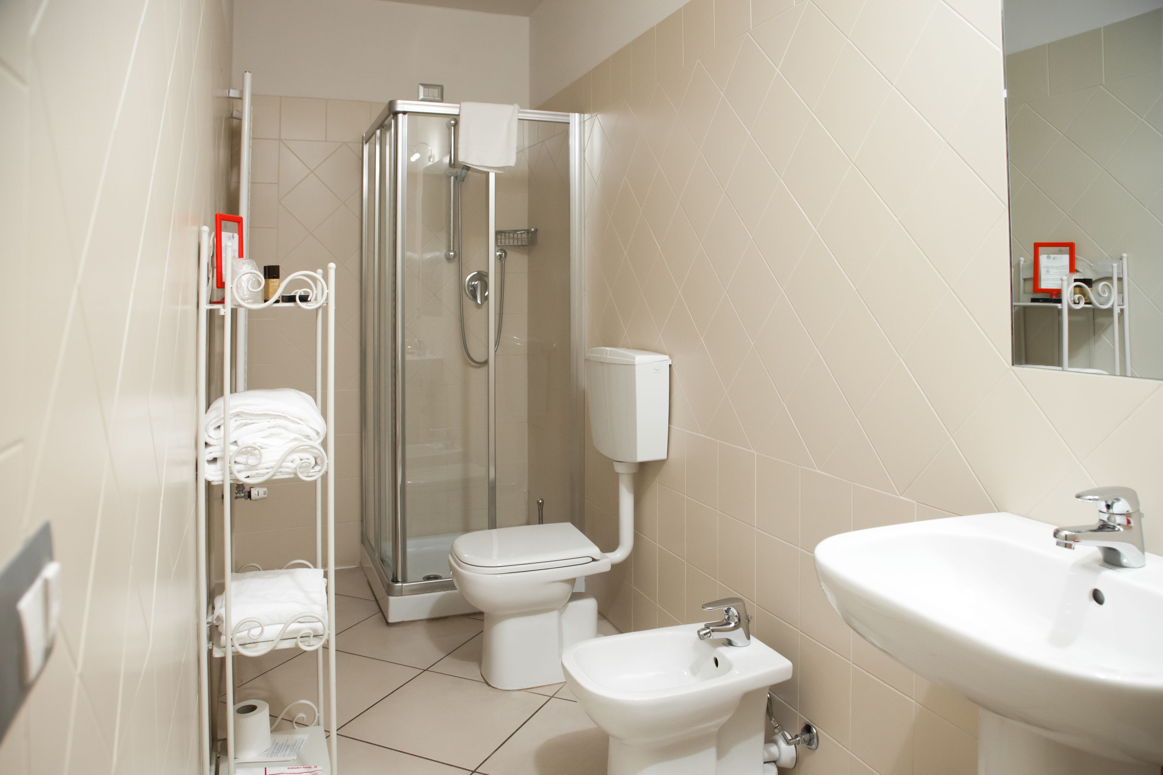 shower, free toiletries, hair dryer, bidet