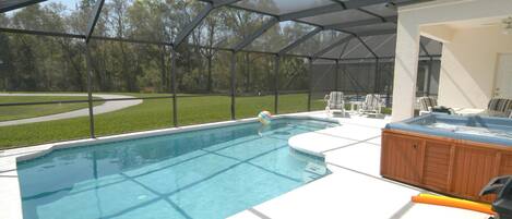 Outdoor pool, sun loungers