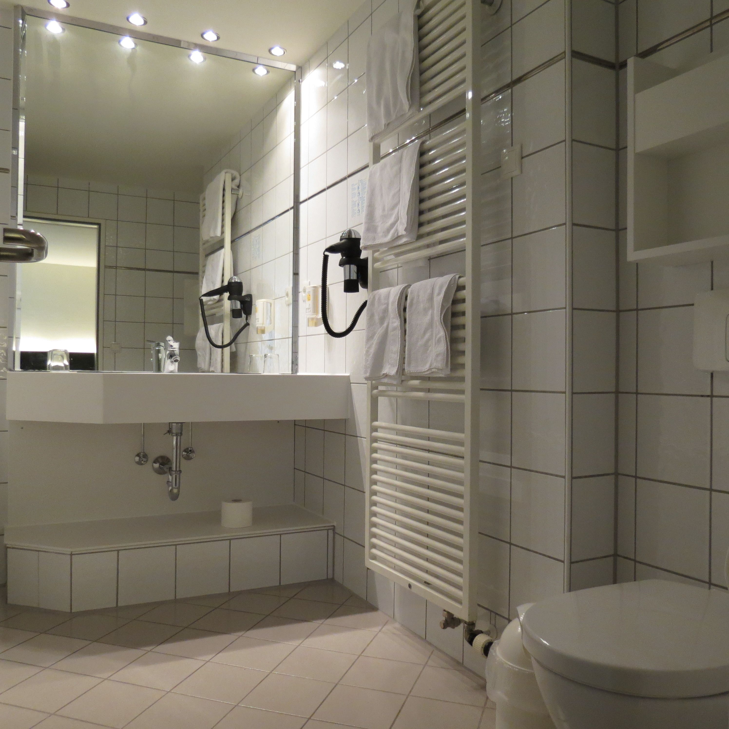 standard double room | bathroom | shower, free toiletries, hair dryer, towels