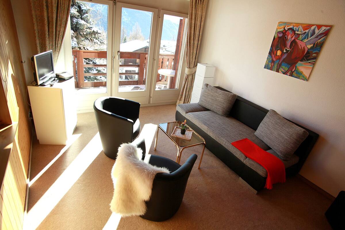 Appartement, 1 chambre, balcon, vue montagne | Salle de séjour