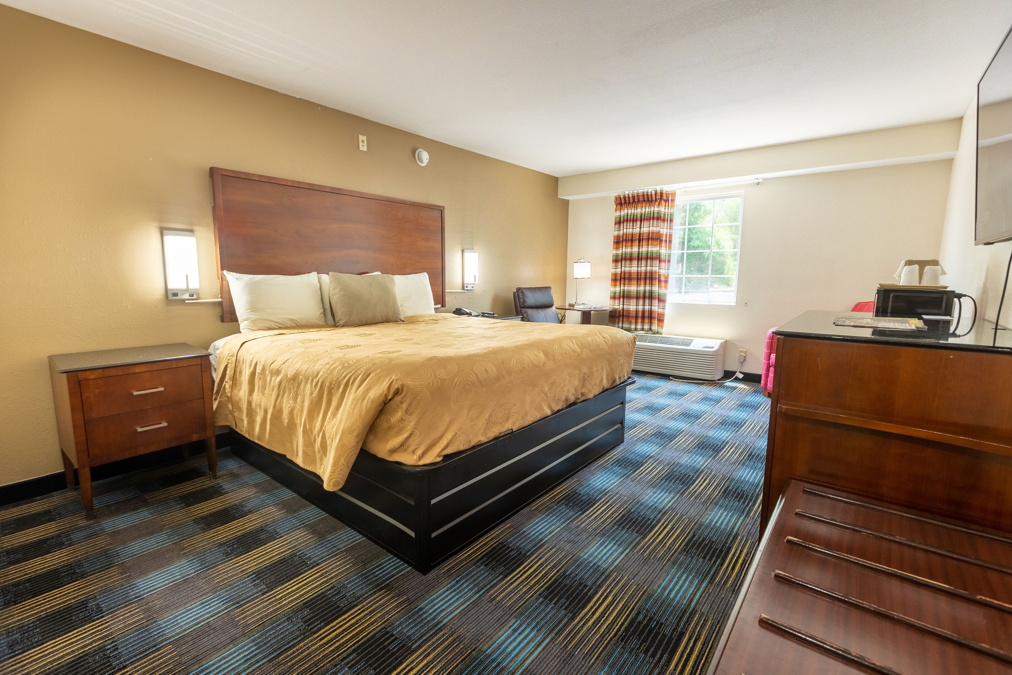 premium bedding, pillow-top beds, desk, iron/ironing board