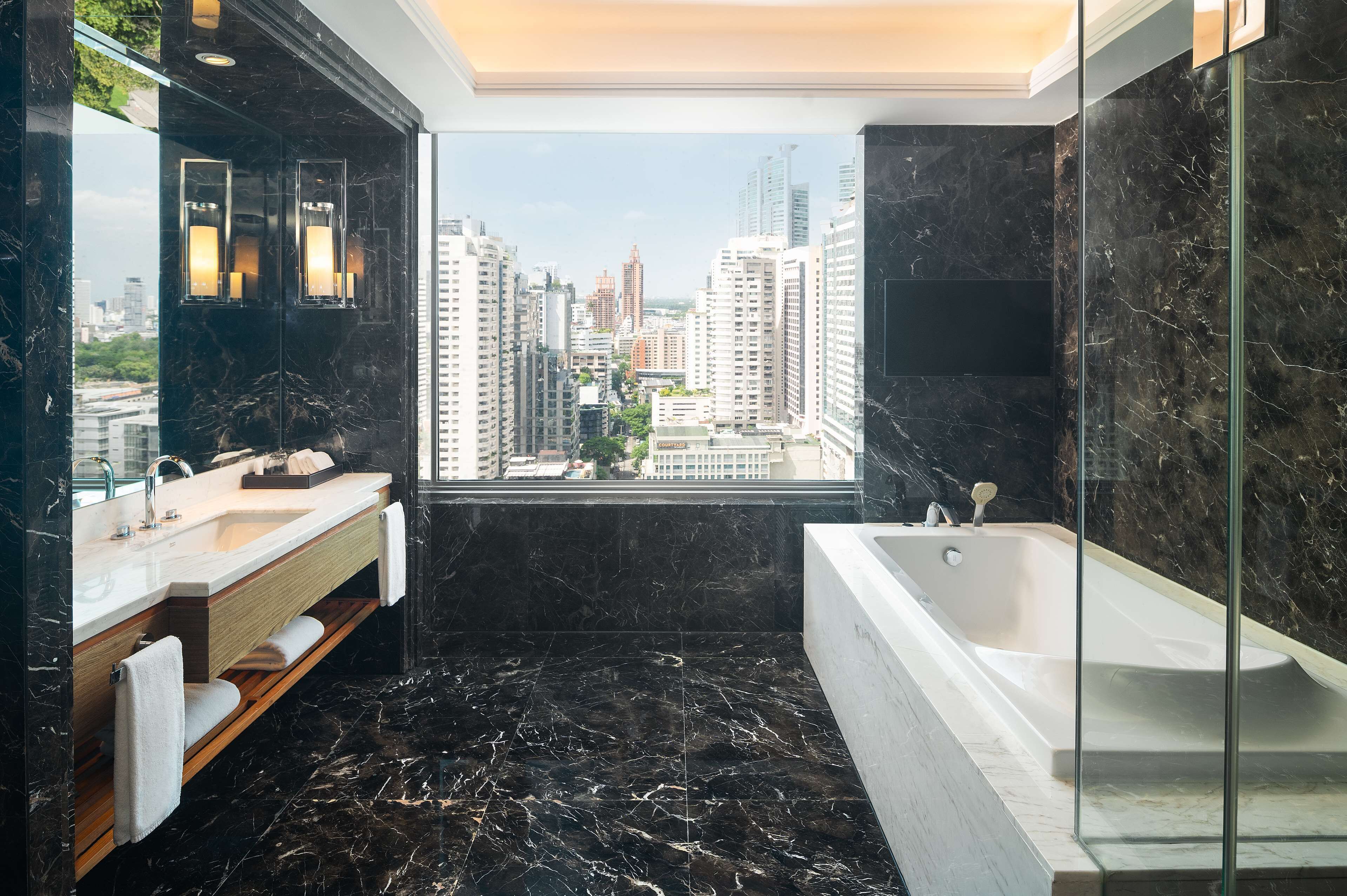 junior suite (lounge access) | bathroom | separate bathtub and shower, deep-soaking bathtub, rainfall showerhead