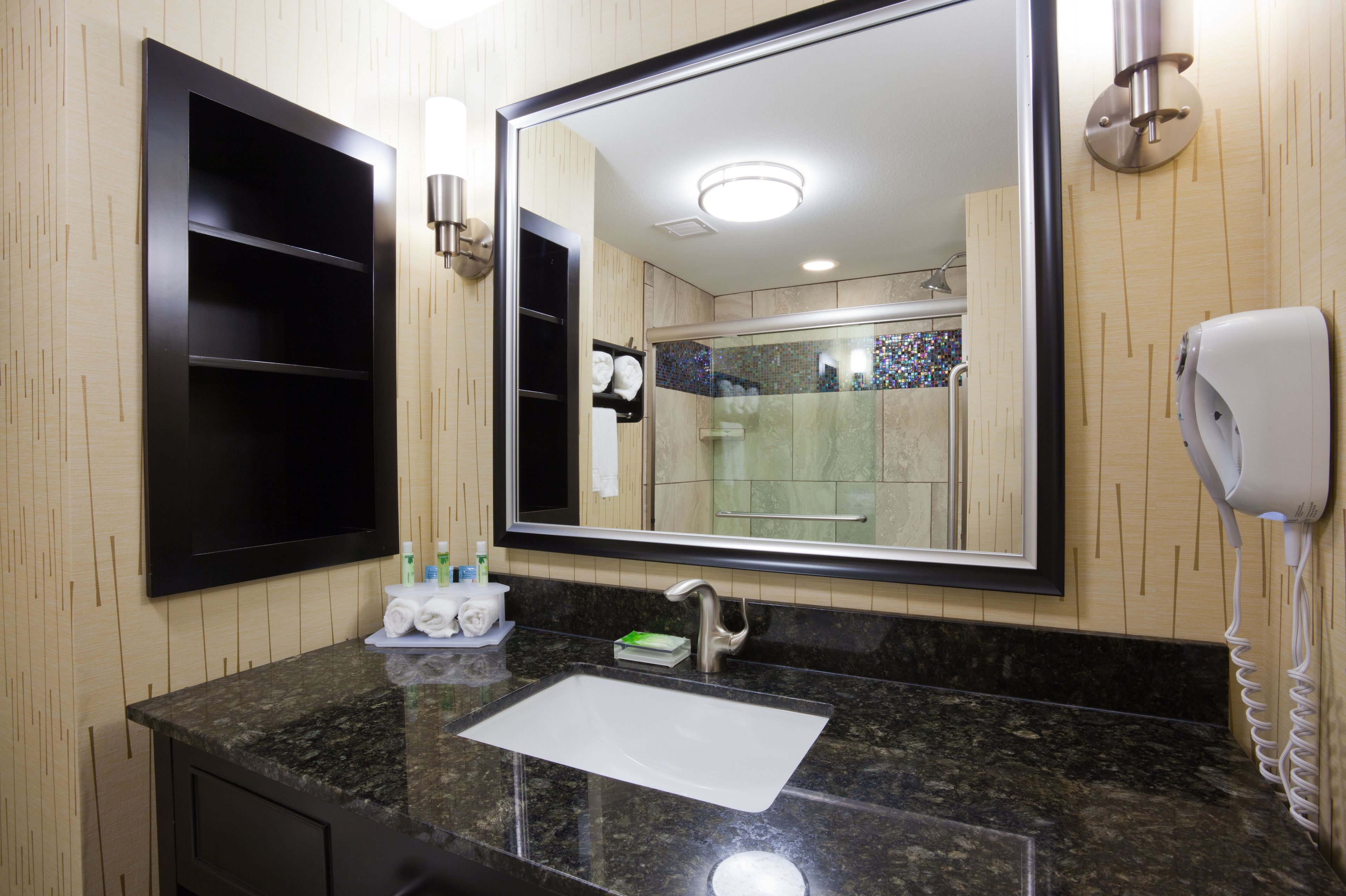 free toiletries, hair dryer, towels, soap